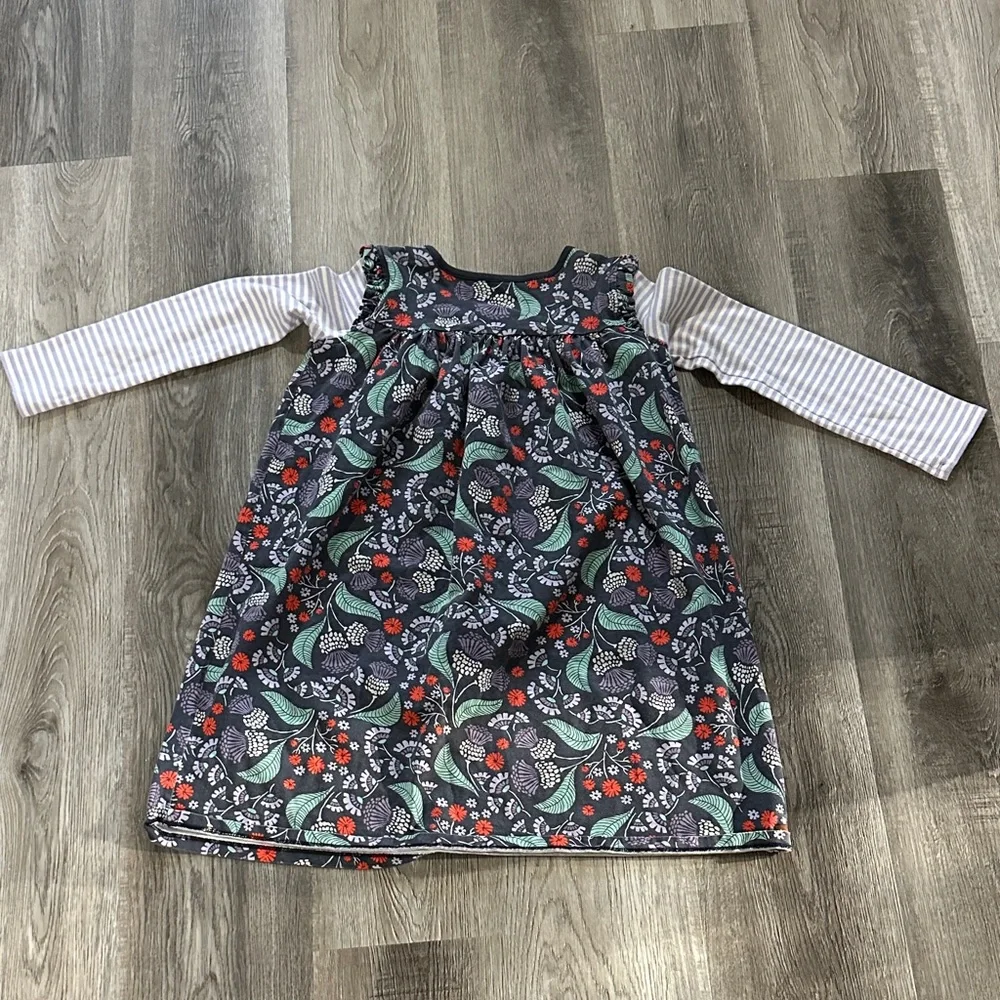 Tea collection Floral Long Sleeve Dress with Striped Sleeves size 12‎